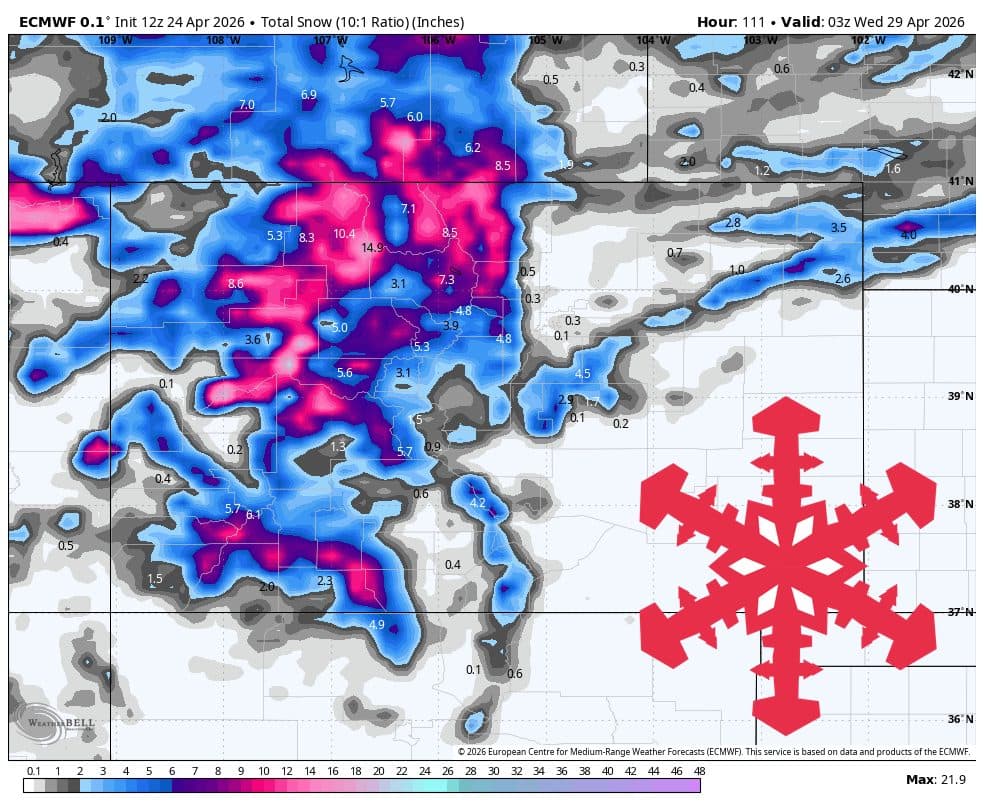 Late April Storm Cycle Targets Colorado High Country with Significant Snowfall