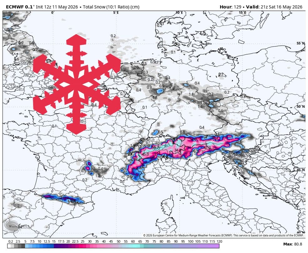 European Alps Weather Outlook: Significant Snowfall Expected Through May 16